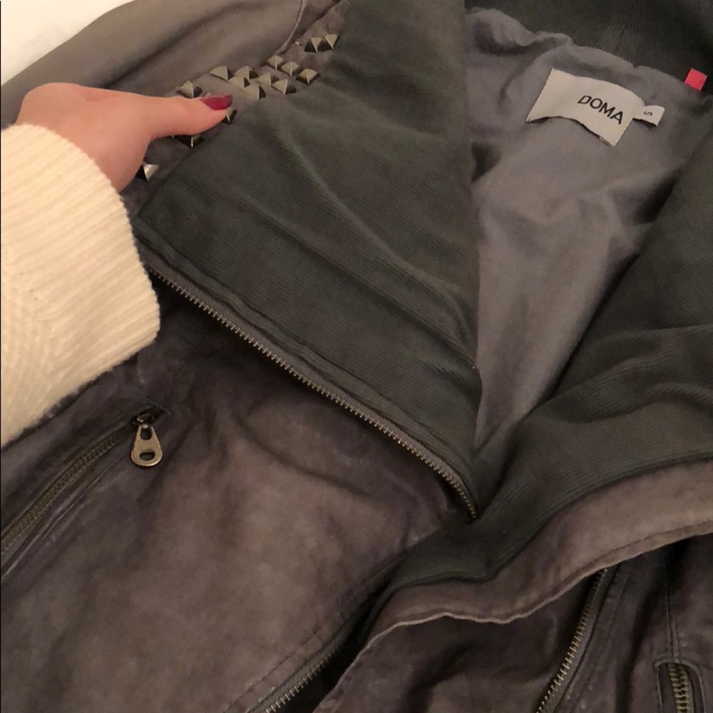 Gray Authentic Leather Jacket - image 4